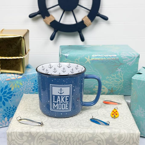 Lake Mode 18oz Ceramic Mug - Blue Speckled Campfire Style