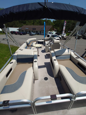[PRE-OWNED] 2013 Misty Harbor 2285 RL Saltwater Series 22ft Pontoon Boat – Electric-Powered with Trailer Included