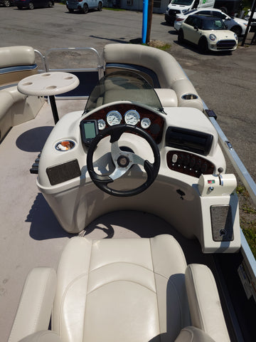 [PRE-OWNED] 2013 Misty Harbor 2285 RL Saltwater Series 22ft Pontoon Boat – Electric-Powered with Trailer Included