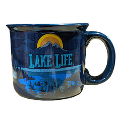 Lake Life 14oz Ceramic Mug - Wilcor Campfire Lake Life Dark
